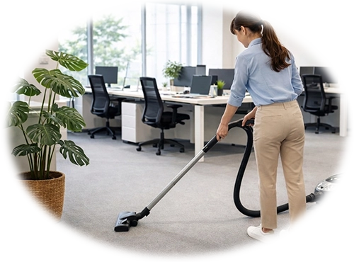 掃除機をかける女性